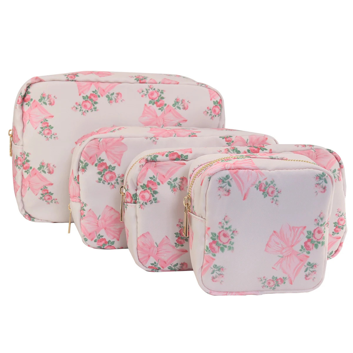 Printed Bow Waterproof Nylon Travel Makeup Bag Makeup Bag 241212