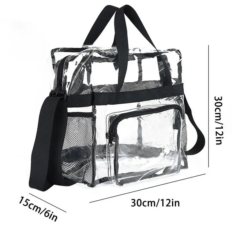 Transparent shopping bag stadium approved transparent PVC handbag with handle transparent handbag wallet used for work beach 241212
