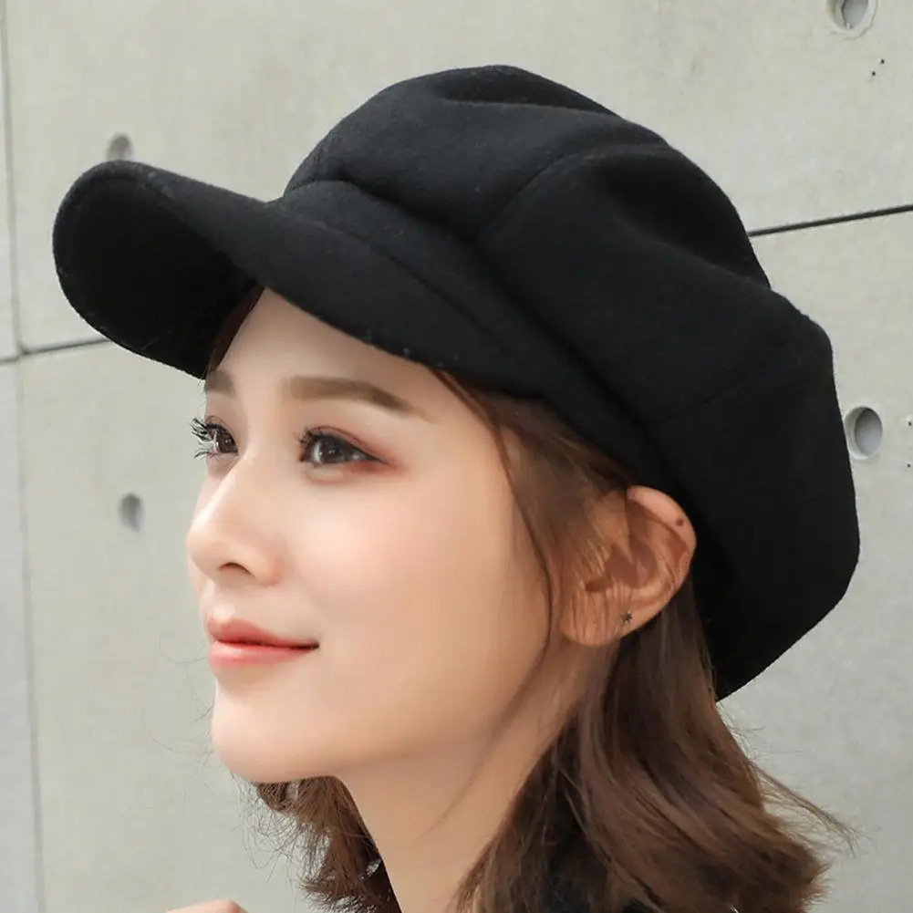Fashion autumn womens winter hat solid color octagonal s boys mens Adies casual wool beret painted 241210