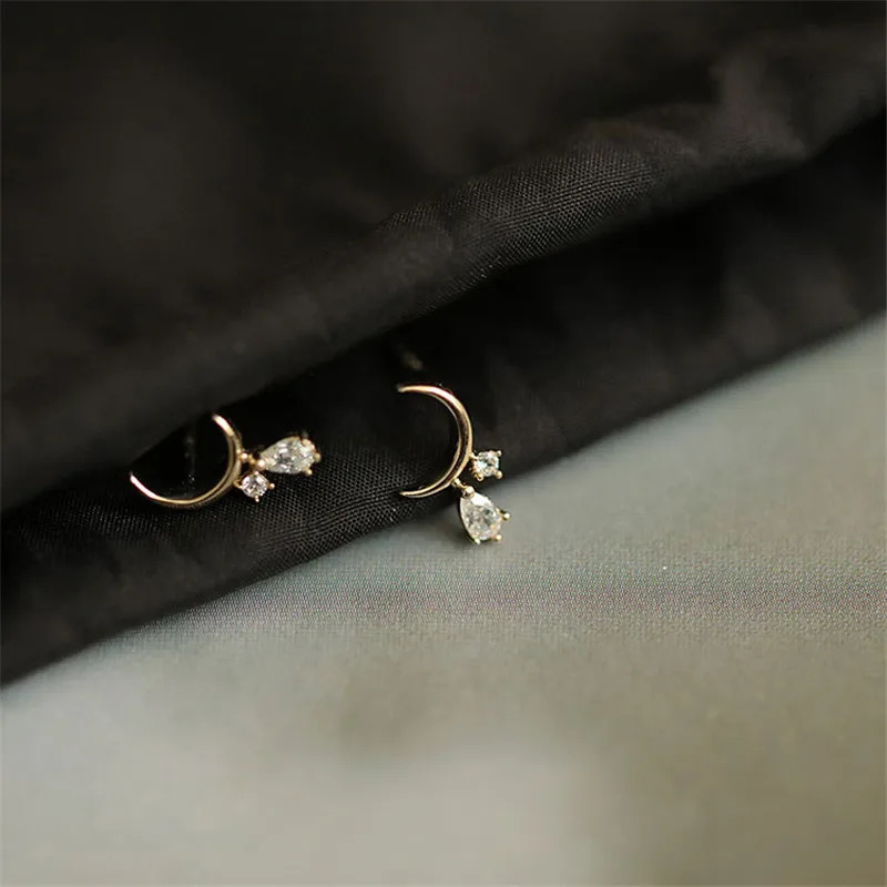 HI WOMAN 925 Sterling Silver Korean Moon Tassel Zircon Earrings for Woman Wedding Jewelry Gift 241214