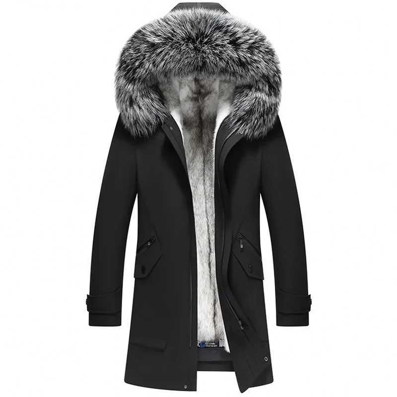 2024 Winter Mens Fur Coat Hooded Fox Fur Collar Parka Male Warm Thick Cross Mink Fur Liner Parka Plus Size 5XL Jackets Gmm654 W241213