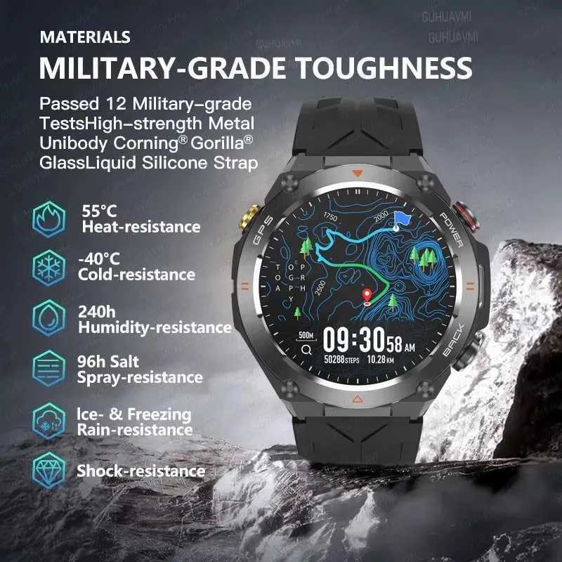 High Quality New Outdoor Military GPS Smart Watch for Men AMOLED Screen Heart Rate BT Call IP68 Waterproof Smart Watch 650mAh Battery O241213