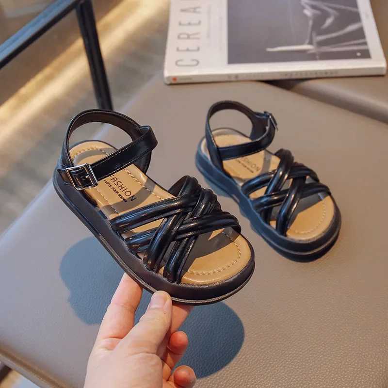 Sandals Top Sale Girl Sandals Vacation Narrow Band Gladiator Style Outdoor Children Flat Little Girl Fashion Summer Soft Kid Shoe H06242 H241213