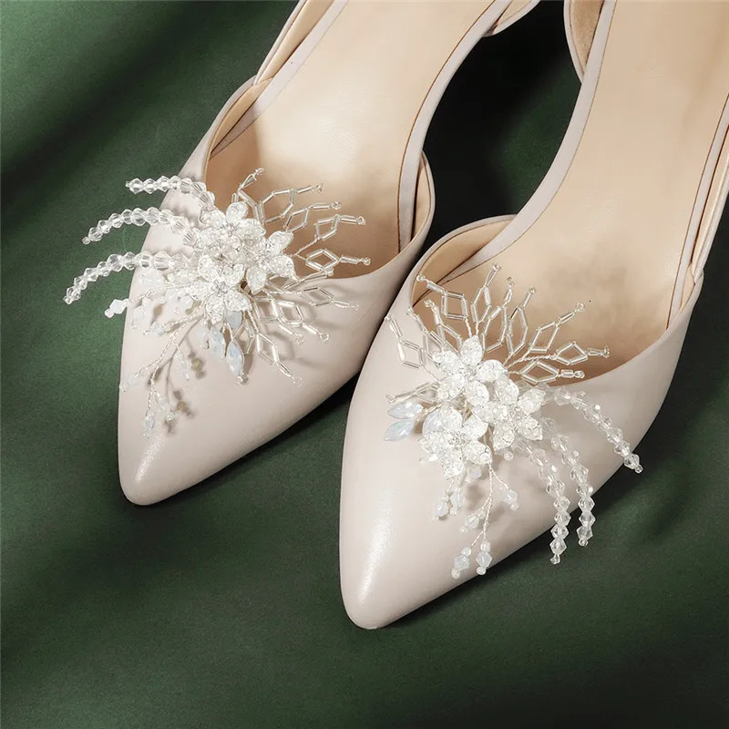Mori Beautiful Shining Decorative Shoe Clip Buckle Rhinestone Crystal Flower Elegant Wedding Party Shoes Decorations Accessories 241213
