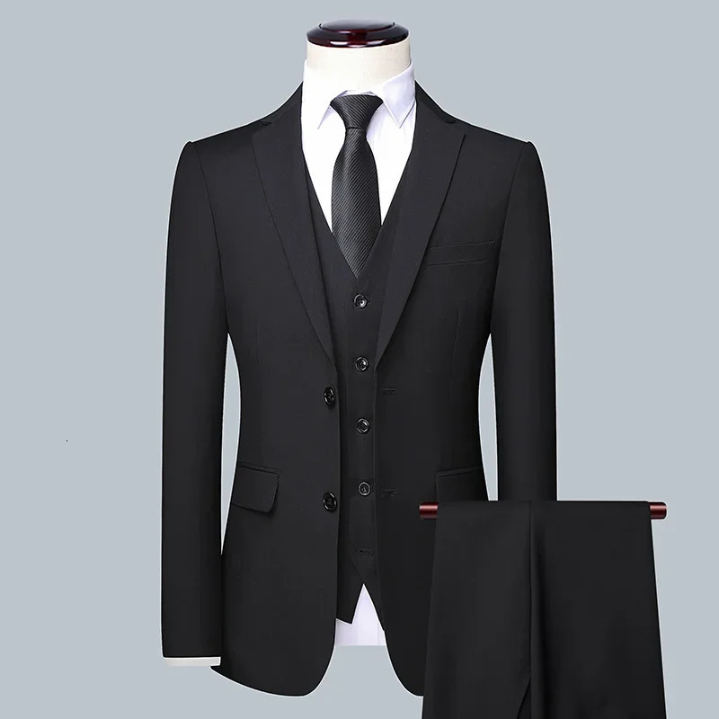 Highquality solid color suit vest trousers Mens business formal 32 bridegroom and man 241211