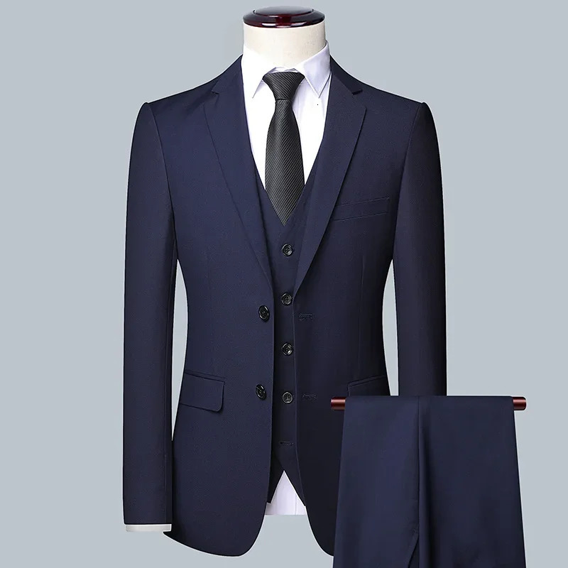 Highquality solid color suit vest trousers Mens business formal 32 bridegroom and man 241211
