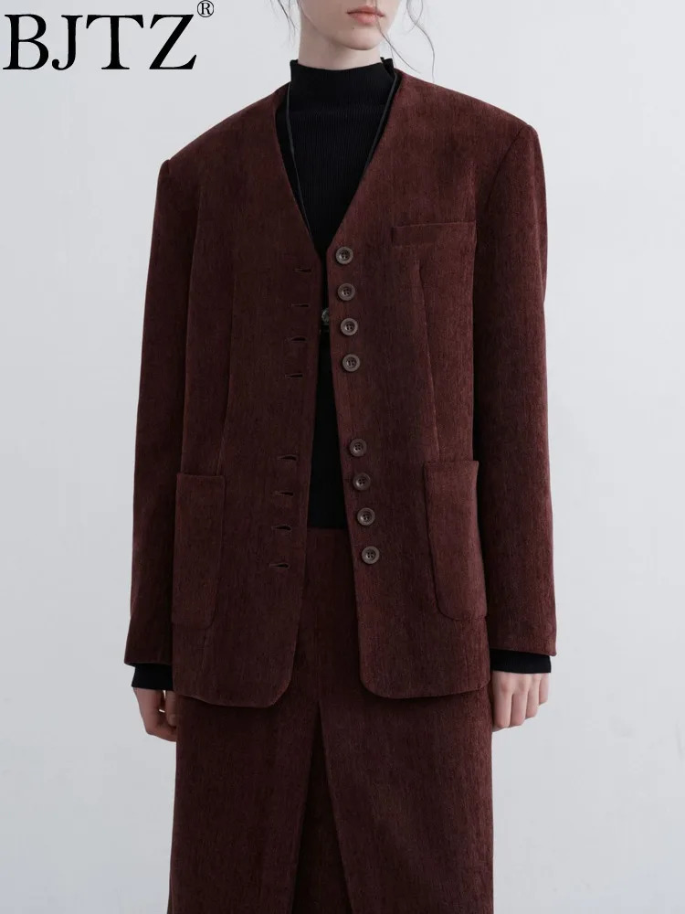 BJTZ Ankela Red Dyed Cotton Jacket Fashionable Shoulder n For Womens Autumn And Winter Collection 241209