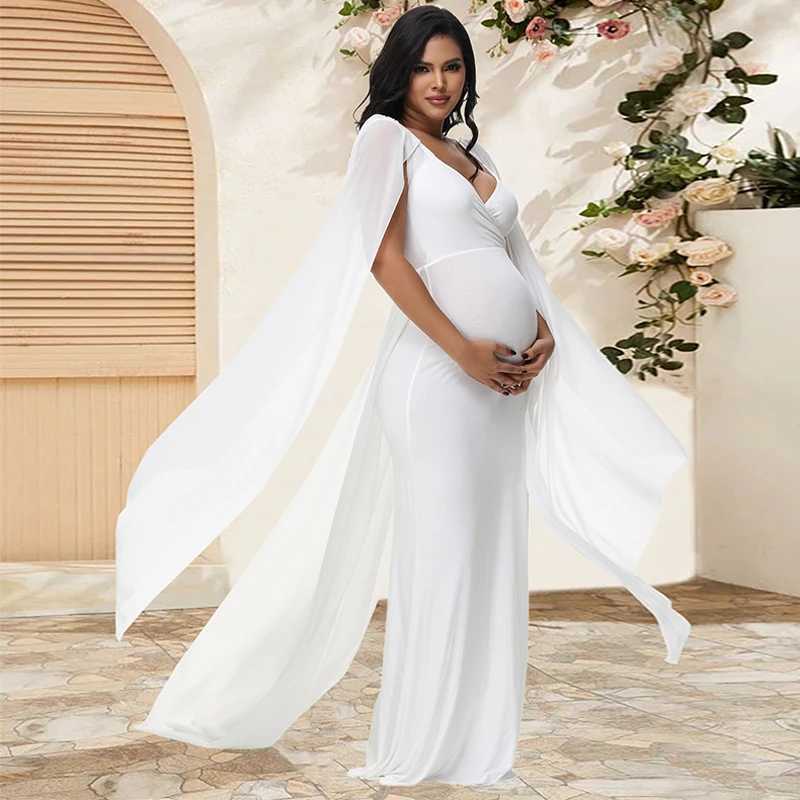 Materni Long Dress With Shl Trailing Womens Robe Floating Sleeves for Baby Shower Materni Photo ShootXJ241213