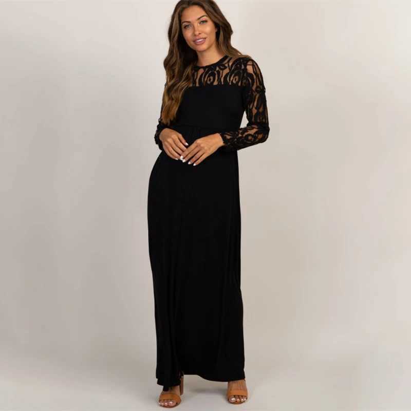 2022 Autumn Lace Pregnancy Dress Long Sleeve Materni Gown Nursing Dresses Clothes Plus Pregnant Woman Vestidos Baby ShowersXJ241213