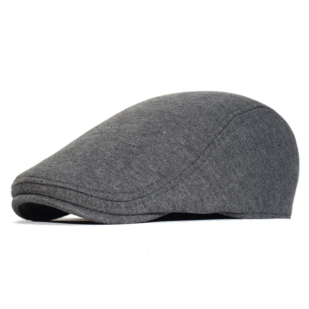 Mens Beret Fashion Solid Color Soft Top Casual Beanie Retro Literature Front Cover Drive Hat Gift 241210