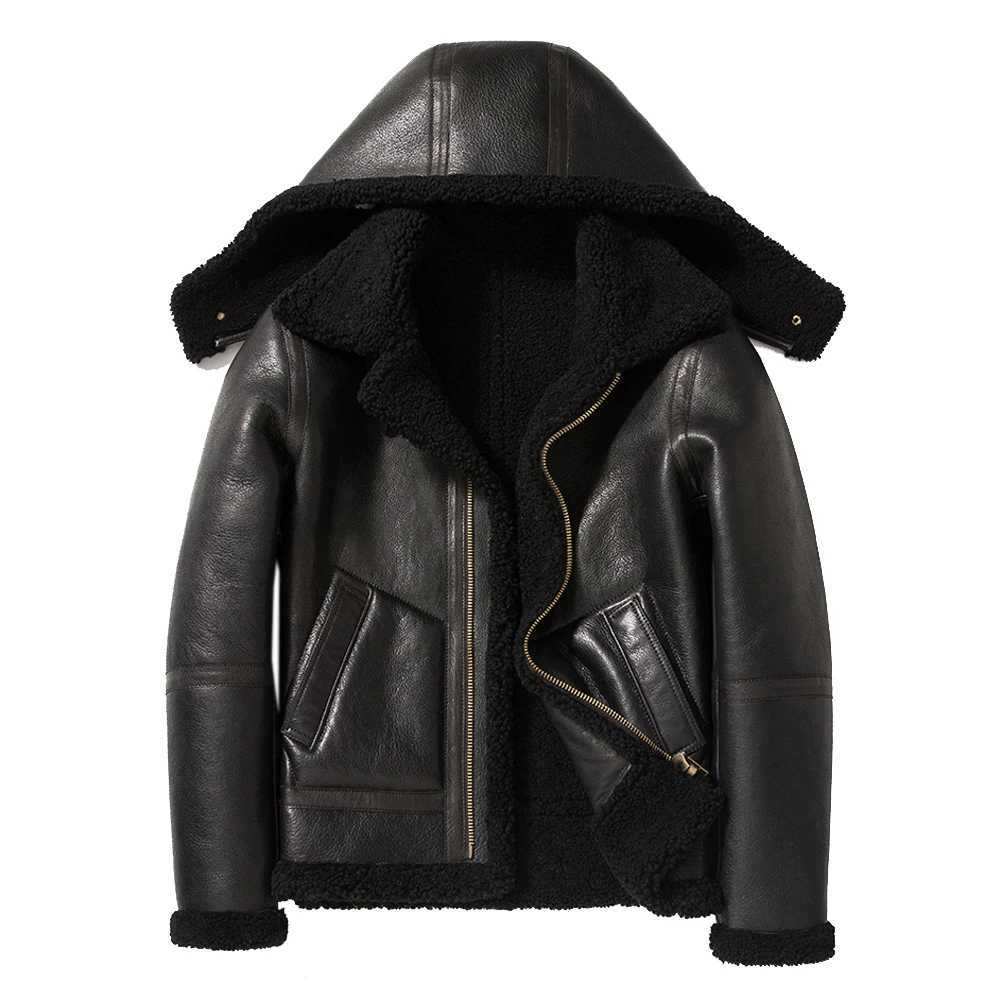 LUHAYESA detachable hooded real fur coat mens winter thick brown natural wool coat W241213