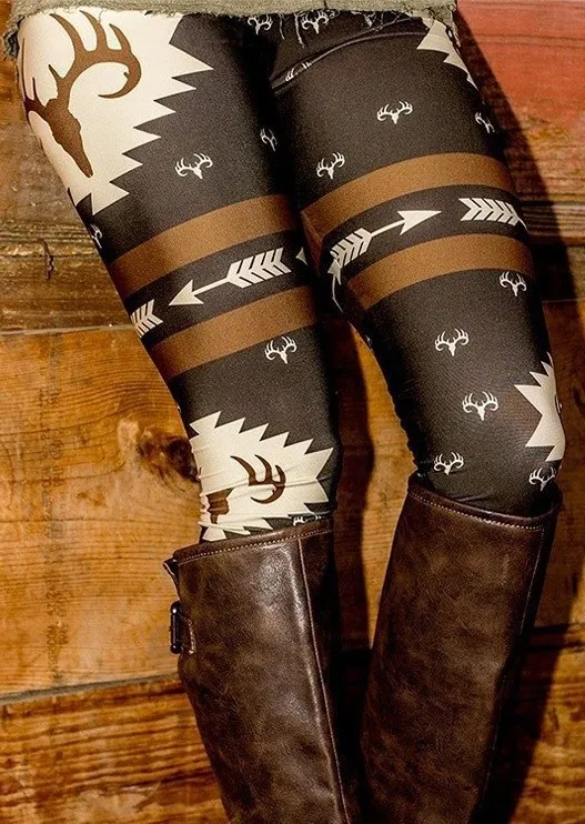 Winter Leggings Pants Christmas Elk Prints Christmas Party Pop Pants