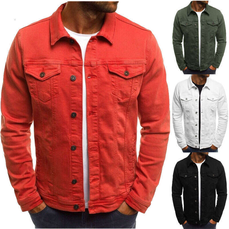 European And American Hot Push Denim Casual Solid Color Cardigan Button Workwear Jacket Men's Fashion Quality Classic