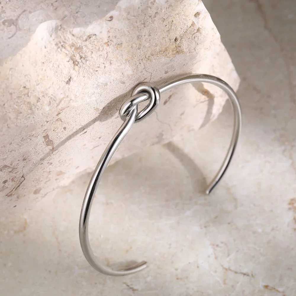 Stainl Steel Bracelets Vintage Mens Fashion Woven Twist Texture Bangles for Women Jewelry Statement Streetwear Goth GiftsXJ241214