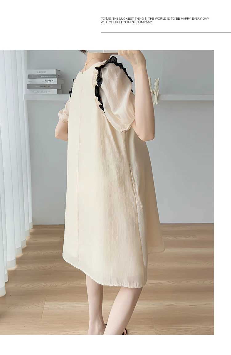Short Materni Summer Dress Plus Size Block Clolor Ruffles Patchwork Pregnant Woman A-line Dress Sweet Pregnancy Mini DressesXJ241213