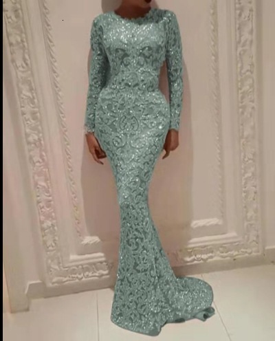 Spring New Womens Hot Stamped Long Sleeve Slimming Long Dress Evening Dress for Women