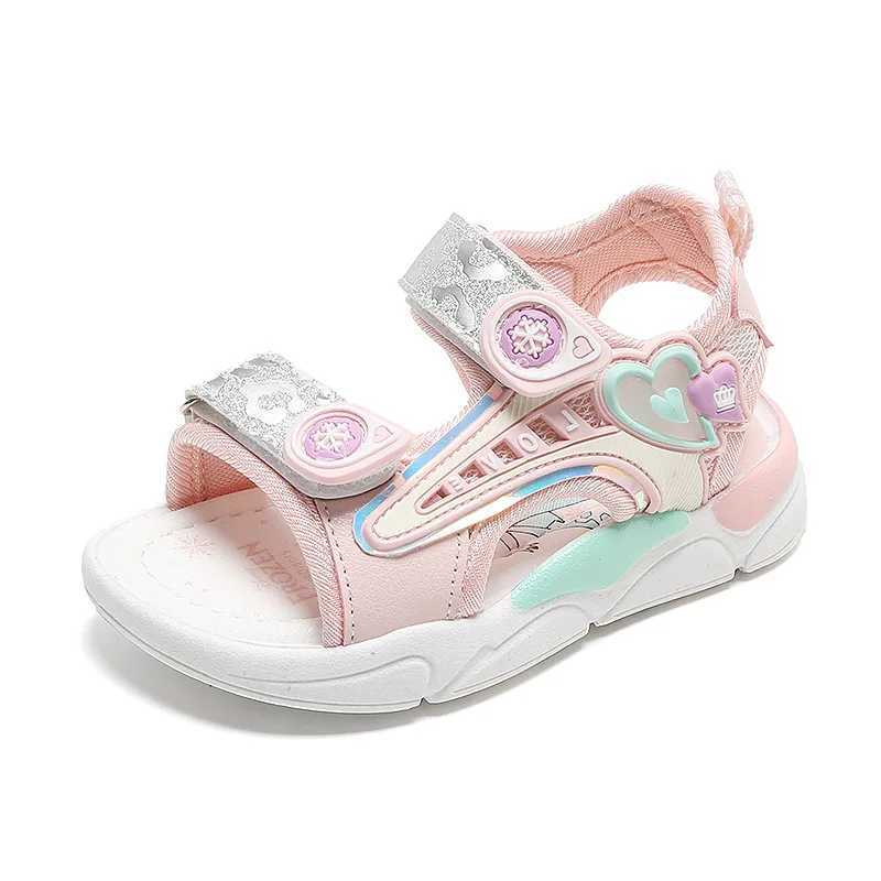 Sandals Sandalias Princess Sandals Summer New Cartoon Girl Shoe Soft Sole Baby Sandals Fashion Beach Shoe Flat Sandals Kid Shoe H241213