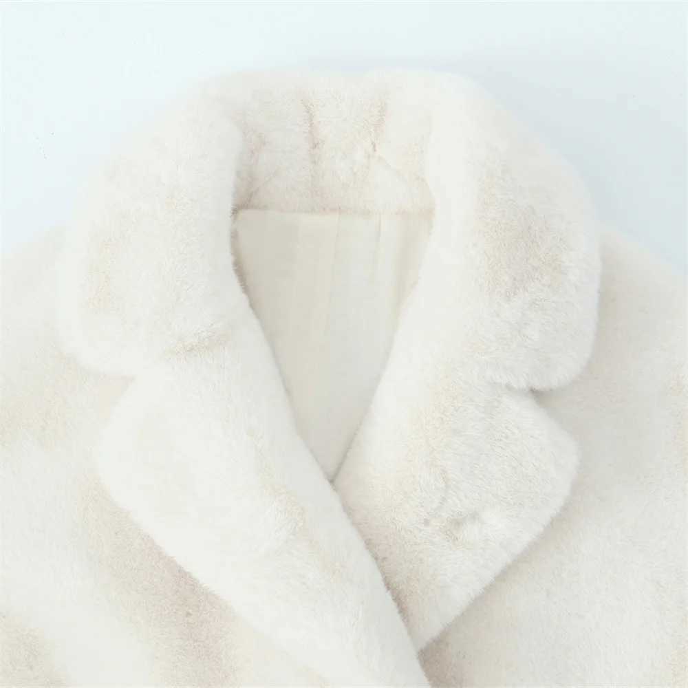 UNIZERA with belt lapel solid color medium to long plush coat autumn and winter new warm coat for women W241213