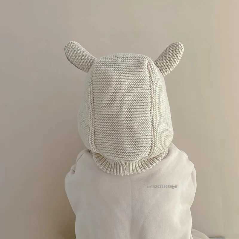 Winter childrens warm baby knitted hats childrens knitted hats with ears solid color childrens hats suitable accessories for boys and girls W241213