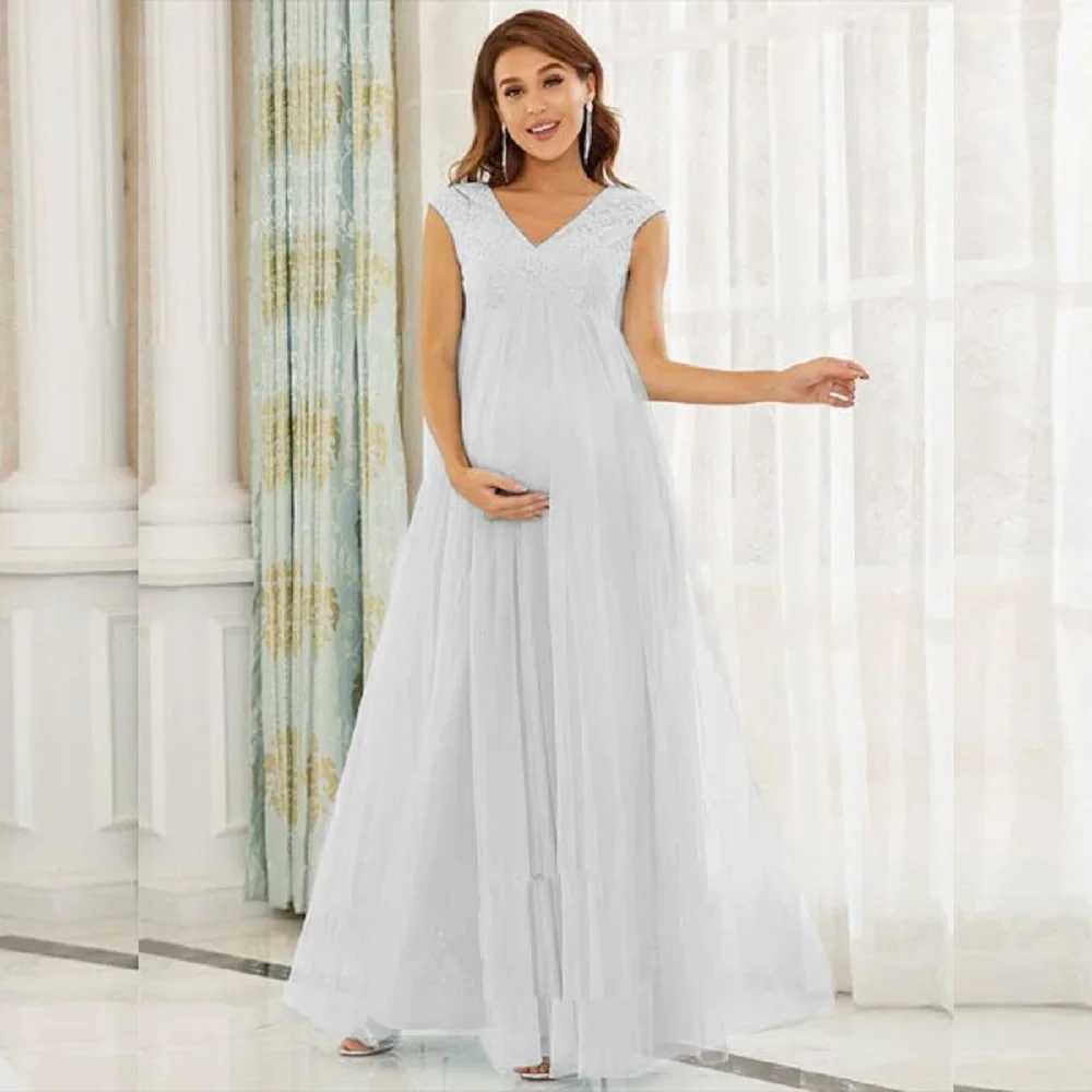Materni V Neck Wraped Maxi Dress A Line Ruched Sleeveless Materni Gown for Wedding Photoshoot Baby Shower Summer DressXJ241213
