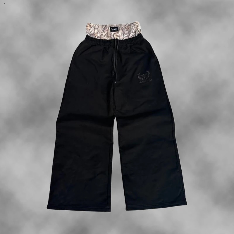 Y2K Trend Sweatpants Camouflage Embroidered Pattern Streetwear Men Women Clothing Retro Camo Baggy Pants Unisex Wide Leg 241214