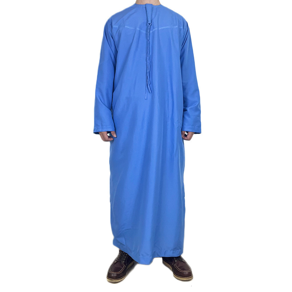 Ethnic Clothing 1Piece Mens Jubba Thobe Kaftan Long Pakistan Aman Abaya Muslim Saudi Arabia Djellaba Islam Clothing Prayer Robe Ramadan A04