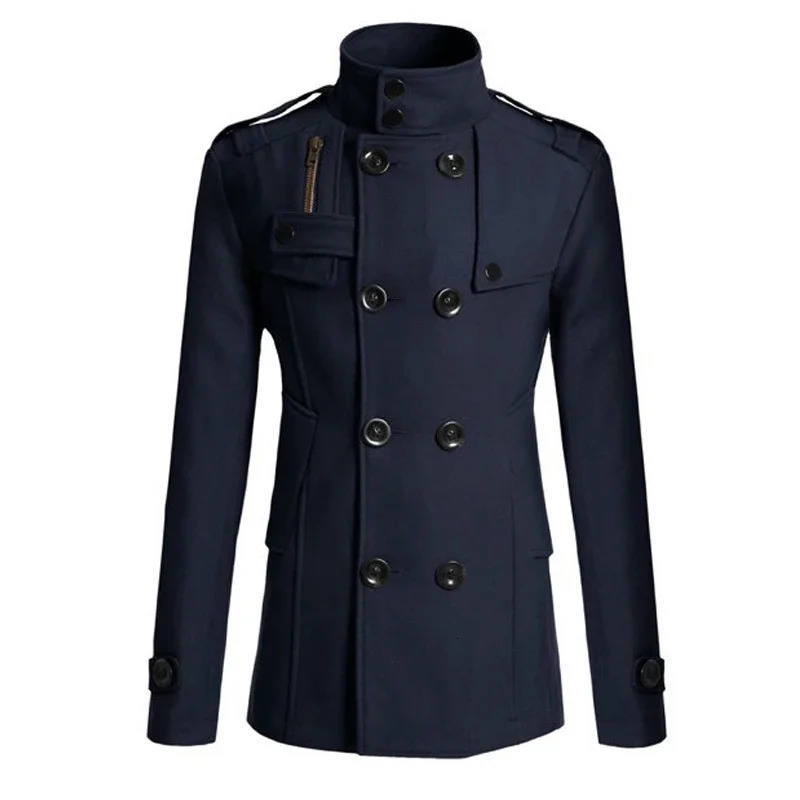 Mens Long Coat Winter Warm Woolen Overcoat Fashion Casual Lapel Button Gentleman for Man High Street Top 241213