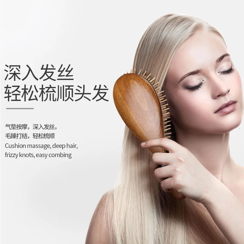 Womens Professional Air Cushion Hair Loss Massage Brush with Wooden Comb Hair Care and Health Bamboo Comb 241213