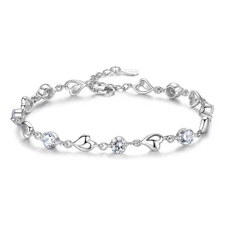 Silver Plated Purple Dazzling Cubic Zirconi Bracelets for Women Girls Fashion Luxury Party Wedding Accories Jewelry GiftsXJ241214