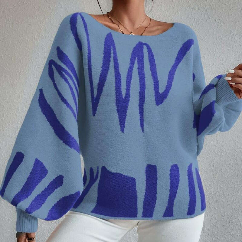 European and American new loose fitting pullover knitted women's lantern sleeve design sense sweater women