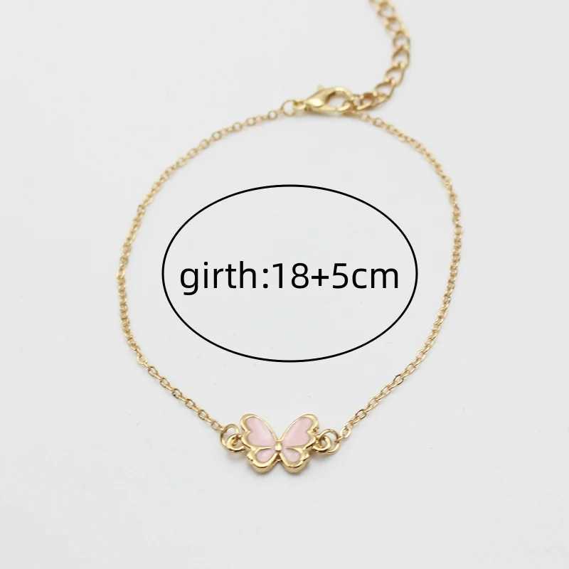 New Trend Pink Butterfly Bracelet For Women Simple Girls Sweet Tiny Charm Minimalism Enamel Pulsera Jewelry Birtay GiftXJ241214