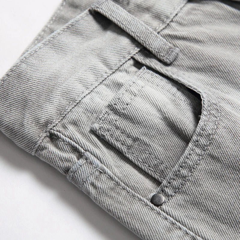 Boys Gray Straight-leg Ripped Jeans Children Washed Distressed Stretch Denim Trousers Big Kids Casual Pants 5-16y 241213