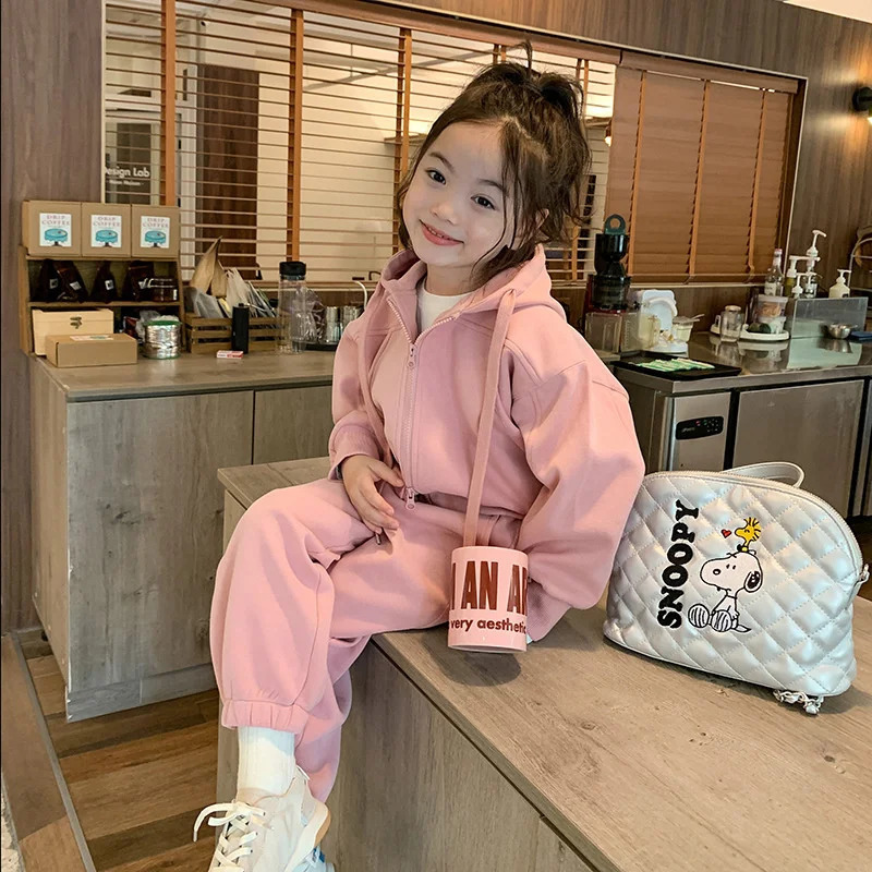 Girls Coat Pants Kids Suits 2PCSSet Cotton 2024 Fashion Spring Autumn Cotton Tracksuit School Suits Christmas Gift Children Cl 241213