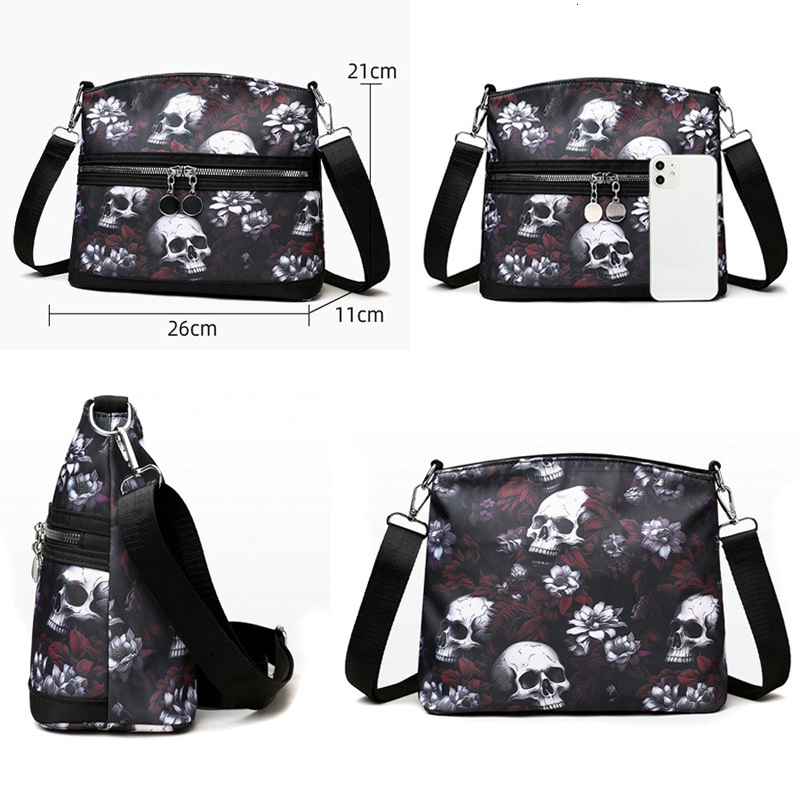 Fashion Wer Skull Pattern Crossbody Bags Women, Large Capacity Casual Graffiti Shoulder Bag For Halloween Gift