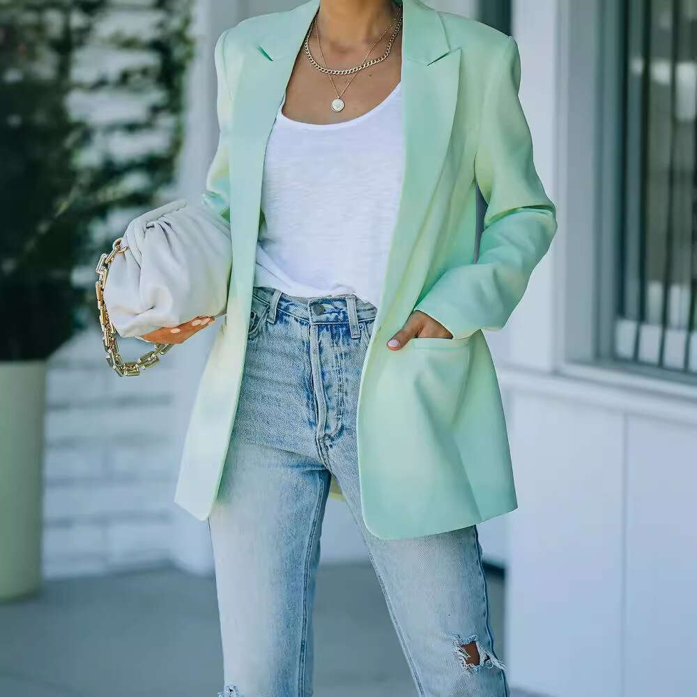 European American Foreign Trade New Spring And Autumn Long Sleeved Small Suit, OL Temperament, Professional Slim Fit Top, Jacket, Fashionable Quality,
