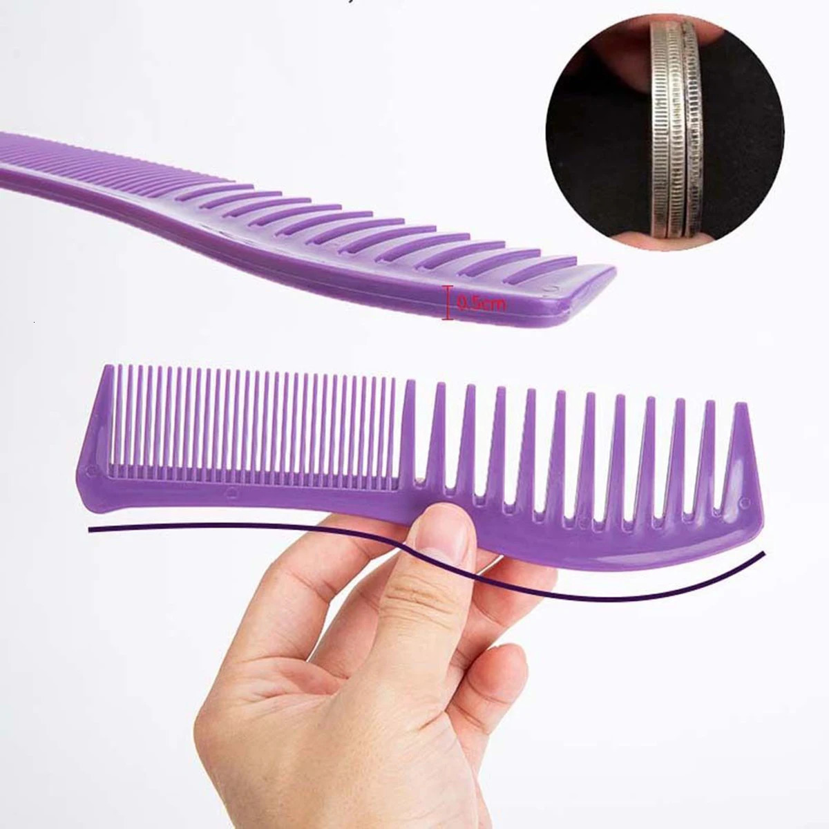 Purple Combs Set Wide Teeth Scalp Massage Comb Air Cushion Combs Folding Comb Hair Brush Women Hairdressing Tool Pointed Comb 241213