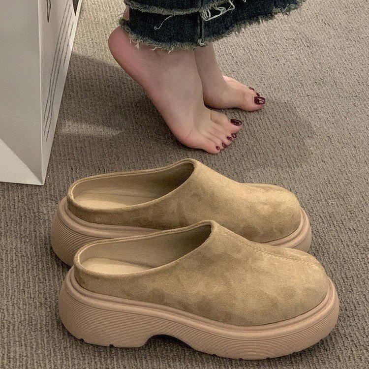 Slippers Casual Shoes Woman 2024 Low Cover Toe Loafers Platform Pantofle Female Mule New Flat Mules Rome Slides PU Fabric