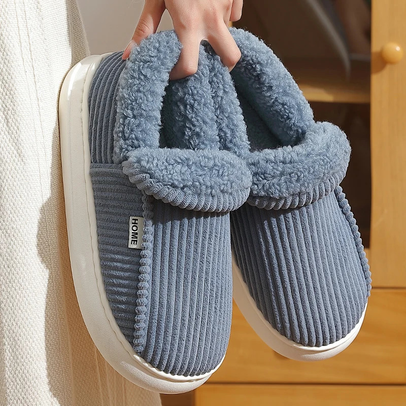 Big Size 48 49 Winter Warm Slippers Comfort Home Plush Shoes Women Men Bedroom Non Slip Slides Couples Indoor Casual Furry Flats 241214