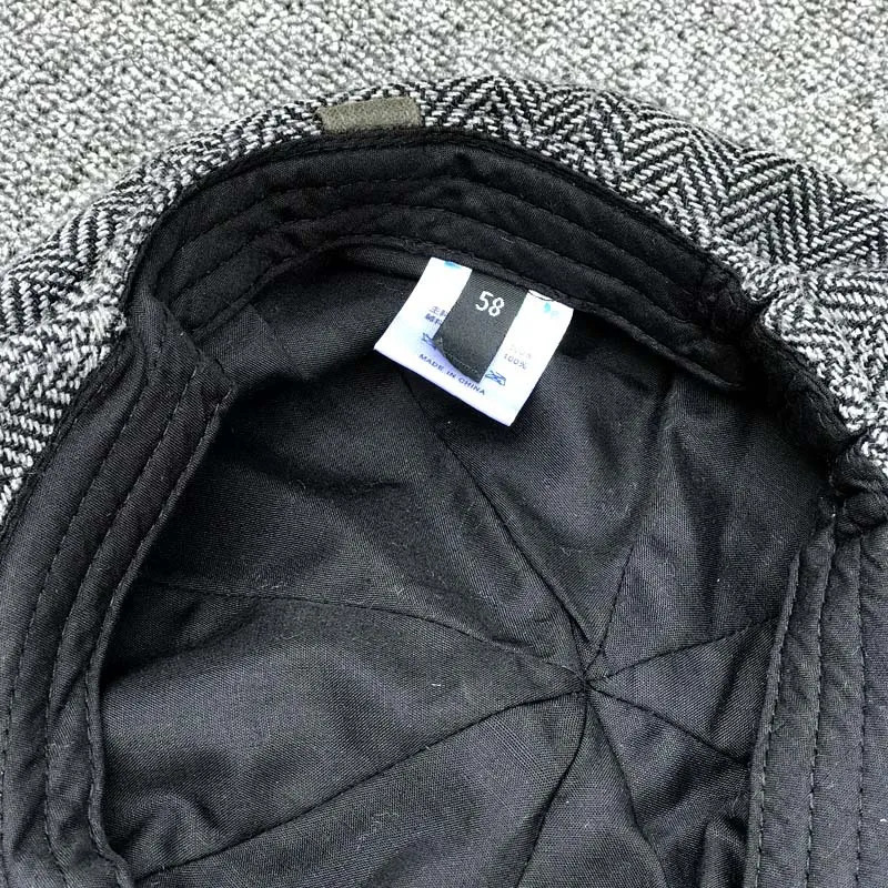 striped octagonal hat unisex style spring and autumn wool soft s boy British retro duck tongue beret fashionable painter 241210