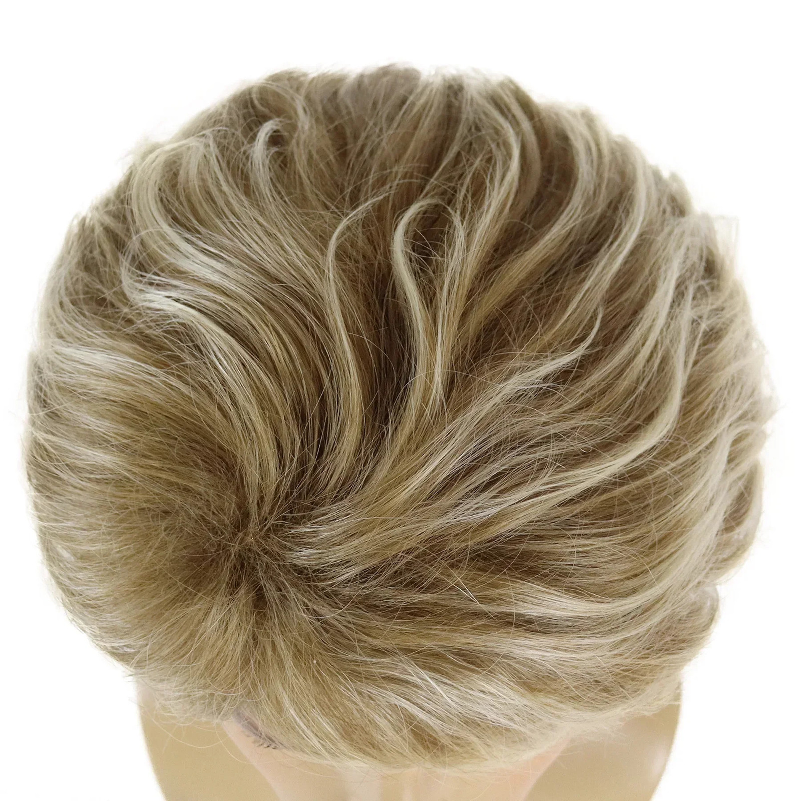 Synthetic Mens Curly Wig Mix Blonde Wigs with Bangs Short Wave Wigs for Men Natural Fluffy Heat Resistant Daily Use false Hair 241213