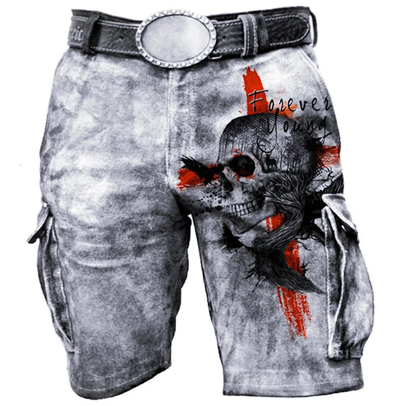 Mens fashion cover 3D printing s denim n multi pocket trend sales graphic casual shorts 241211