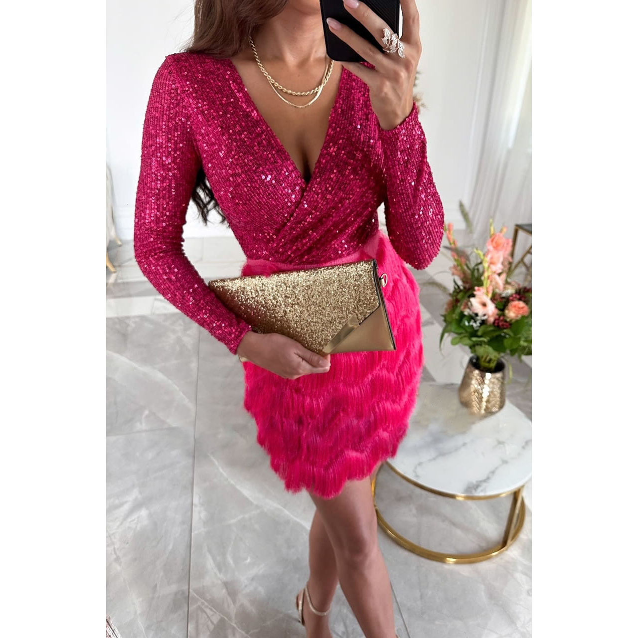 New Hot Selling Designer Short Skirt Party Dress Sequin Trendy Women's Dress