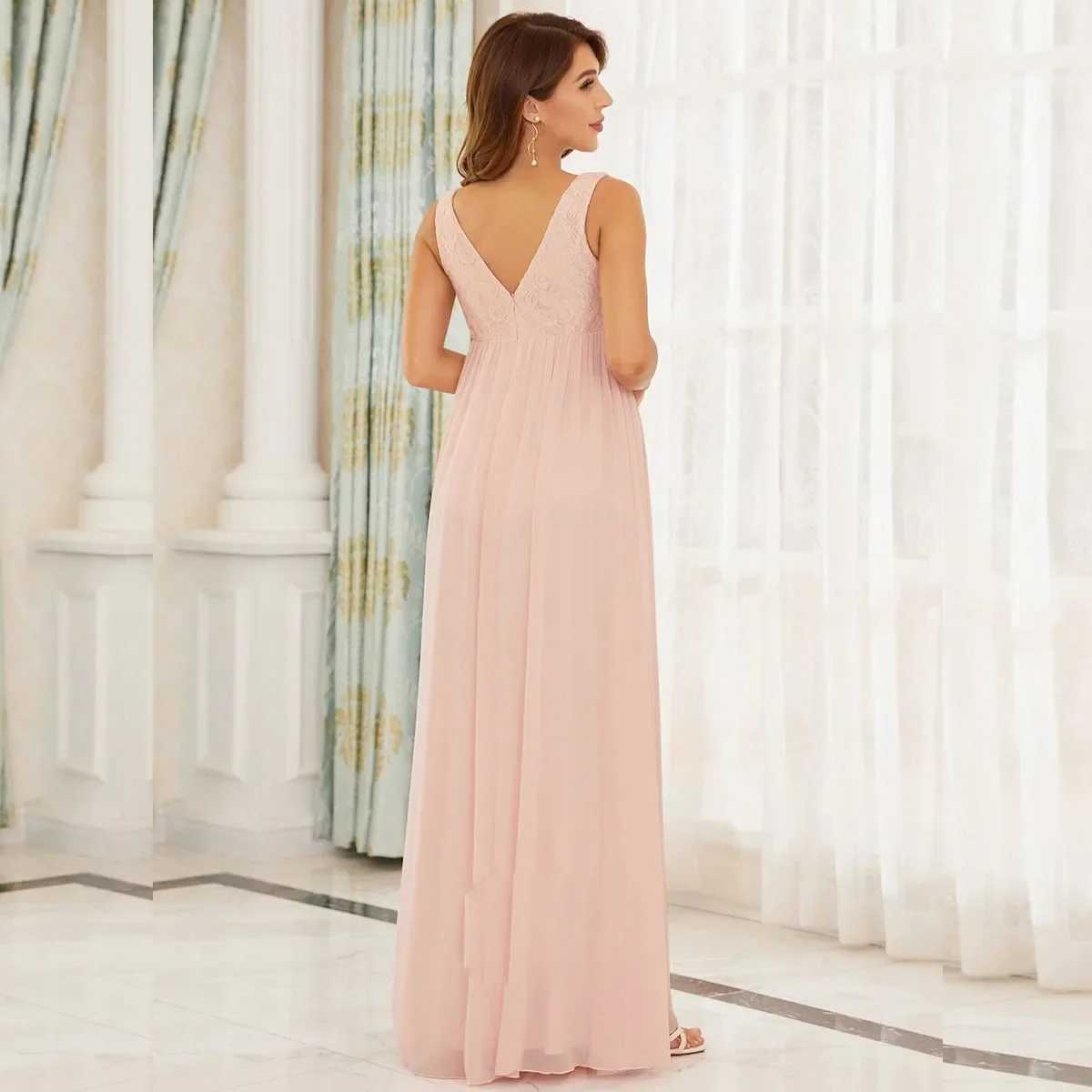 Materni V Neck Wraped Maxi Dress A Line Ruched Sleeveless Materni Gown for Wedding Photoshoot Baby Shower Summer DressXJ241213