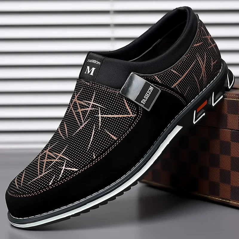 Classic Casual Mens Leather Shoes Slip-On Loafers for Men Business Moccasins Office Men Work Flats Trend Driving Shoes Big Size 241213