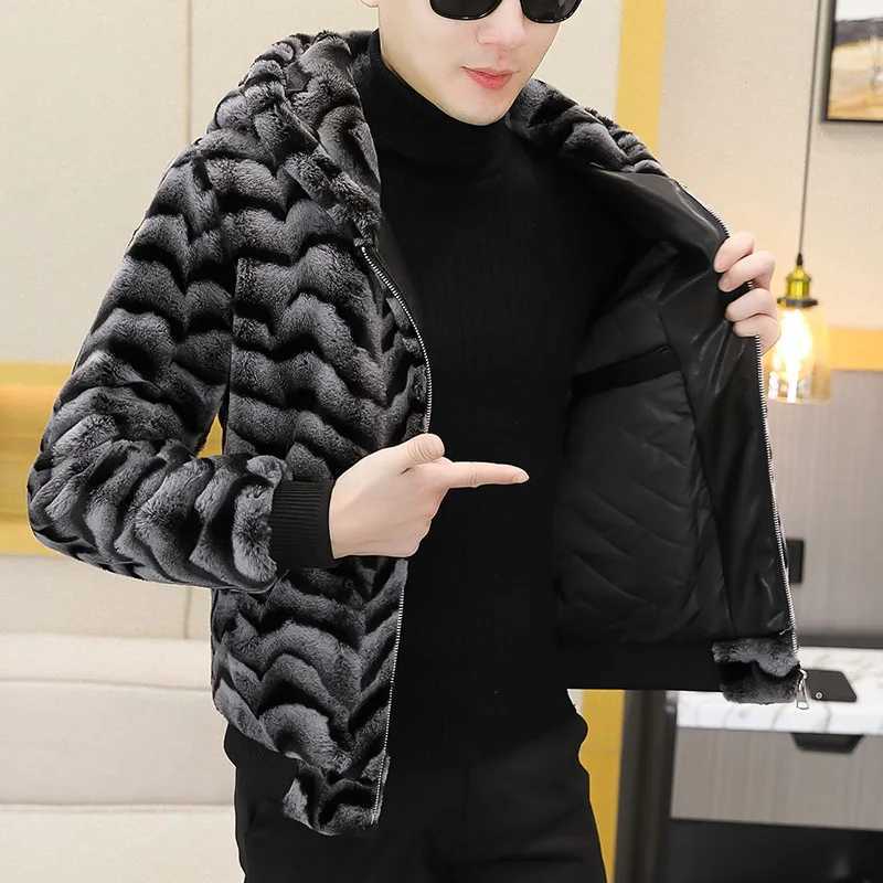 Autumn and Winter Mens Faux Fur Coat Korean Fashion Slim Clothing Fluffy Warm Coat Casual Male Top Thermal Jacket Loose B79 W241213