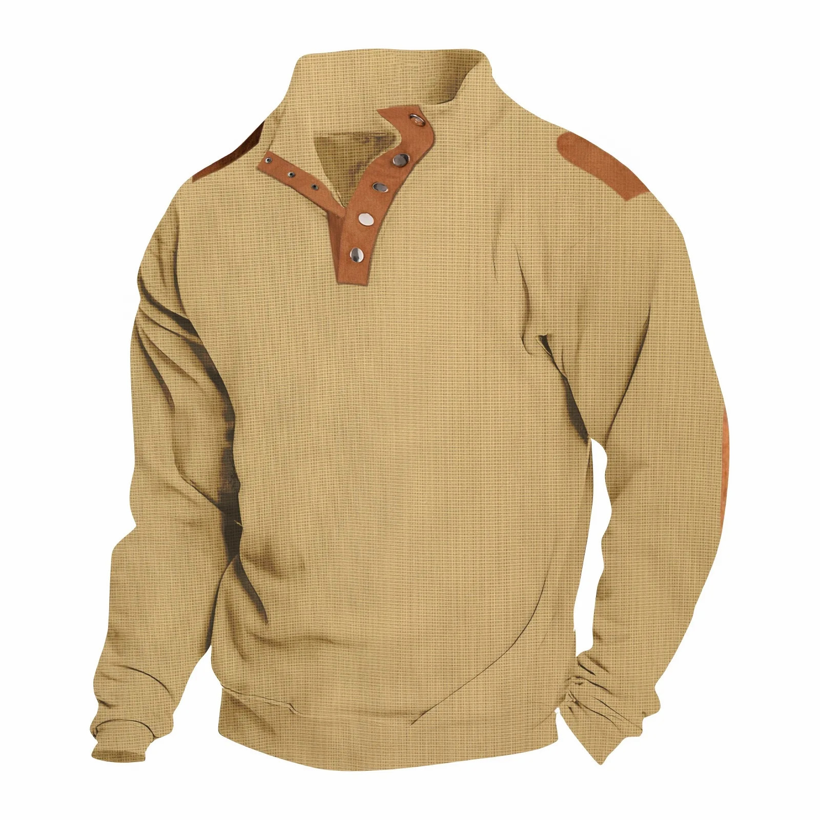 Spring and autumn mens fashion embroidery solid color button sports casual comfortable stand collar long sleeve polo shirt 241213