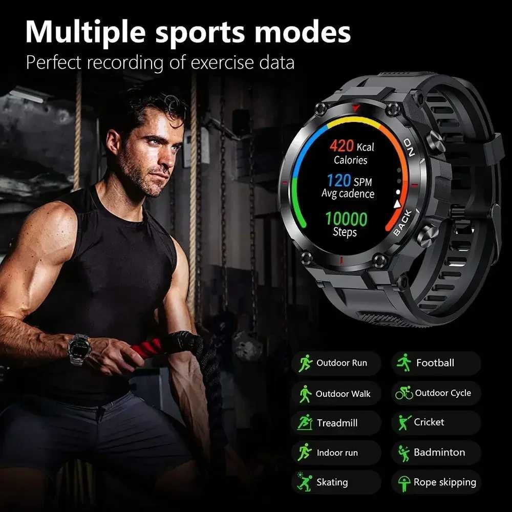 High Quality Military GPS Smart Watch Men HD Screen Heart Rate IP68 Waterproof Sports SmartWatch For Android IOS K37 Fitness Tracker O241213