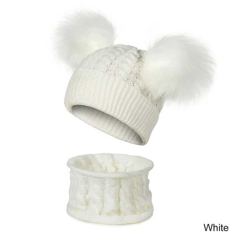 Newborn Baby Hat Scarf Set Pompom Infant Baby Girl Boy Winter Hat For Kids Warm Knitted Children Boys Girls Beanie Cap W241213