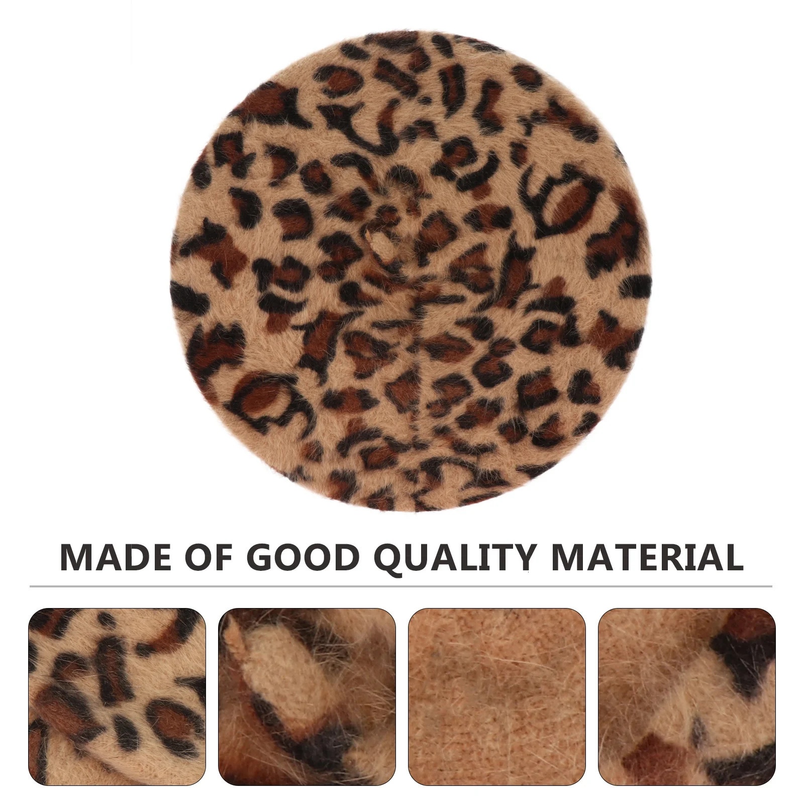 Leopard Print beret fur fluffy womens French rabbit hat women 241210