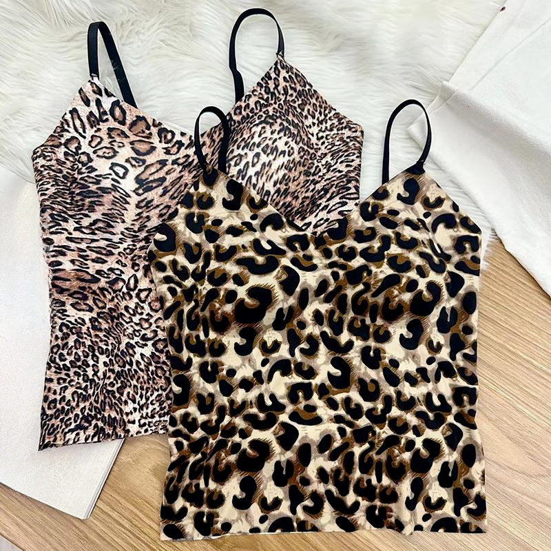Designer Short Fixed One Piece Tank Top Autumn/winter New Warm Underwear Leopard Pattern Beautiful And Sexy Seamless Inner Layer Women's Tank Top